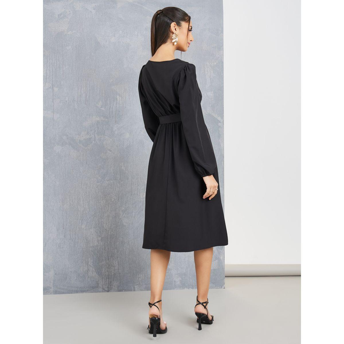 فستان ميدي بحافة واسعة مع حزام-women-clothing-dresses-image-4