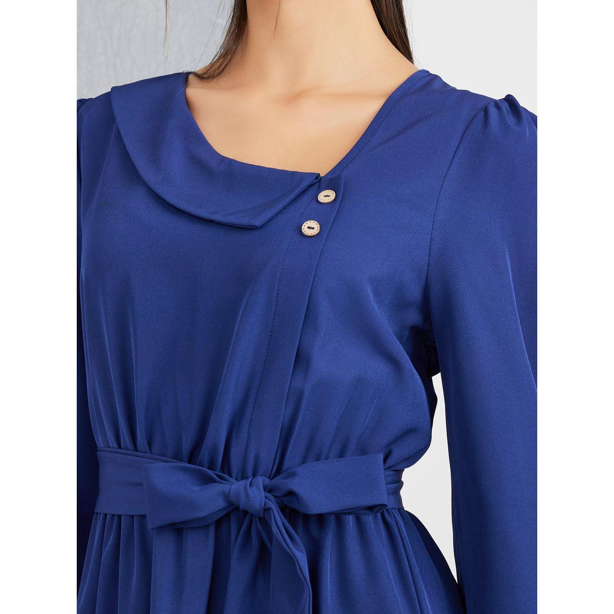 فستان ميدي بحافة واسعة مع حزام-women-clothing-dresses-image-3