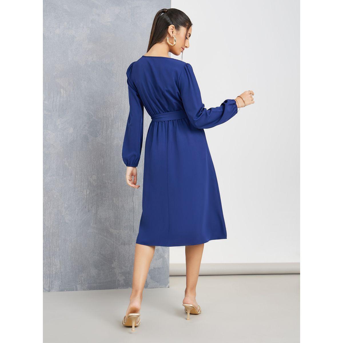 فستان ميدي بحافة واسعة مع حزام-women-clothing-dresses-image-4