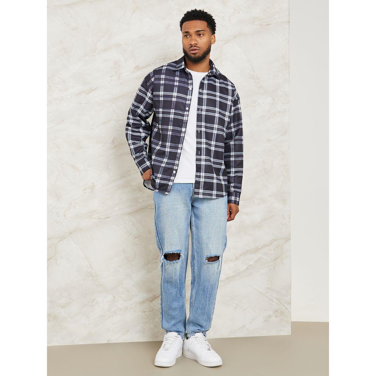 قميص كاروهات بقصة واسعة-men-clothing-shirts-image-4