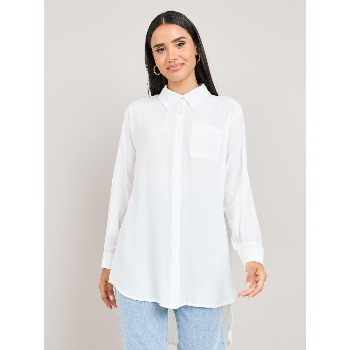 Styli Solid High Low Hem Tunic Shirt-women-clothing-shirtsandblouses-shirts-image-1