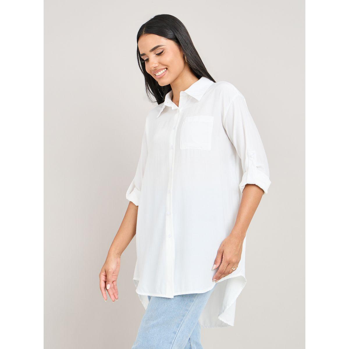 Styli Solid High Low Hem Tunic Shirt-women-clothing-shirtsandblouses-shirts-image-2