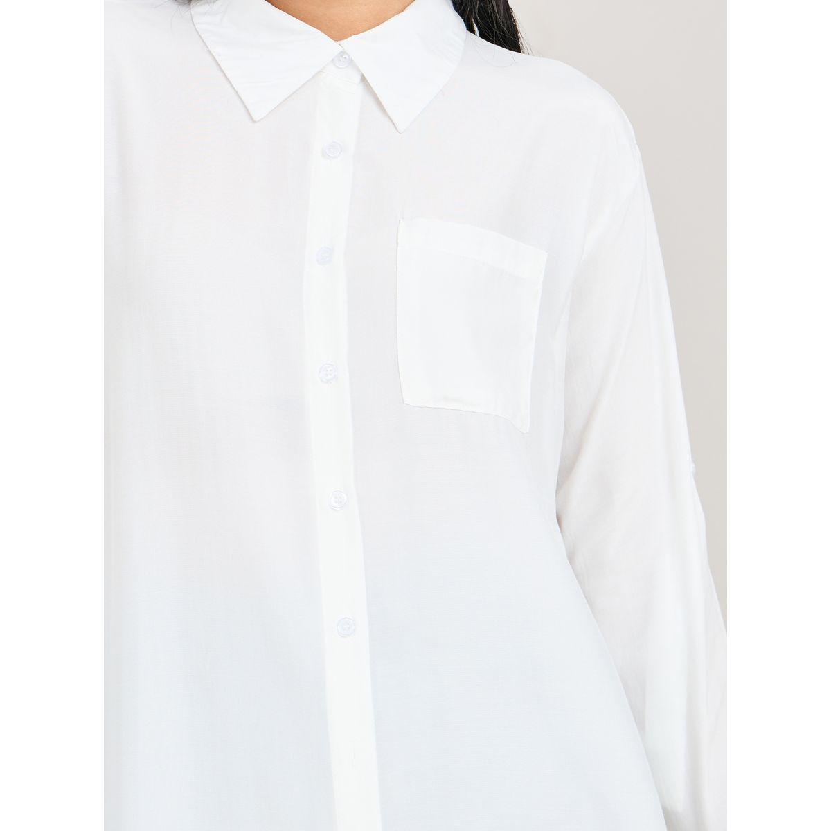 بلوزة تونيك سادة بحافة غير متماثلة الطول-women-clothing-shirtsandblouses-shirts-image-3