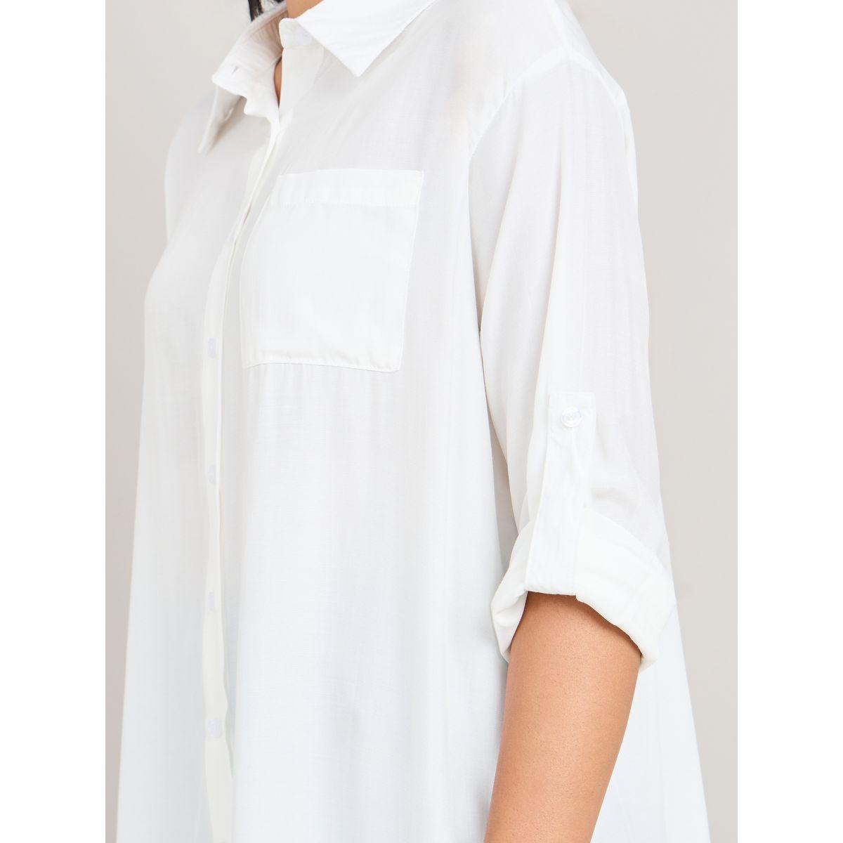 بلوزة تونيك سادة بحافة غير متماثلة الطول-women-clothing-shirtsandblouses-shirts-image-2