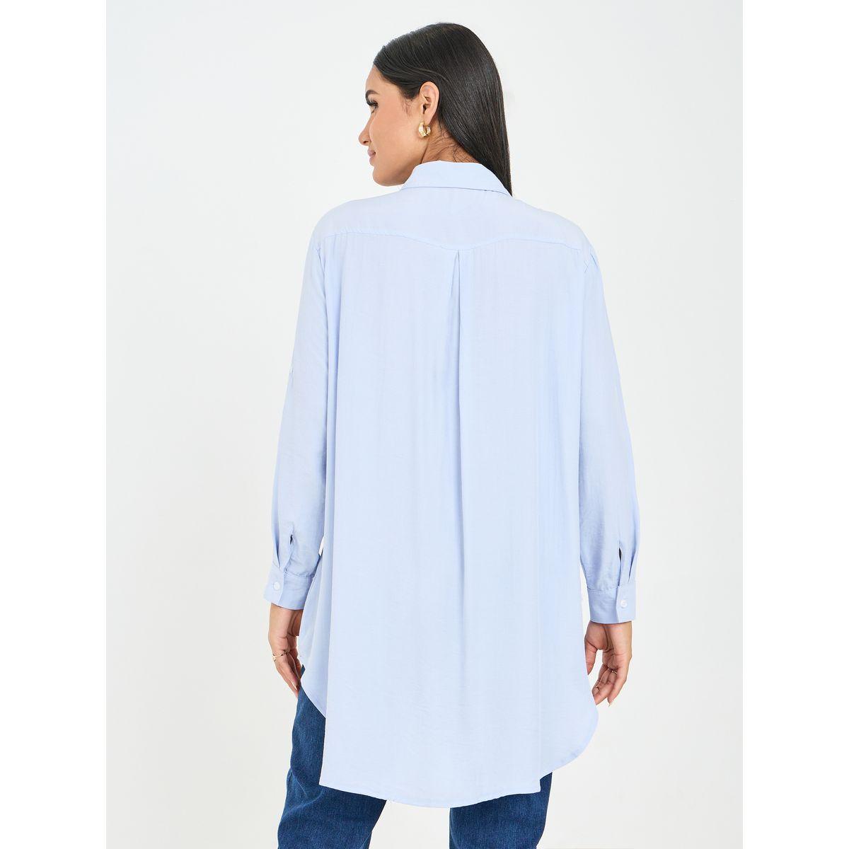Styli Solid High Low Hem Tunic Shirt-women-clothing-shirtsandblouses-shirts-image-6
