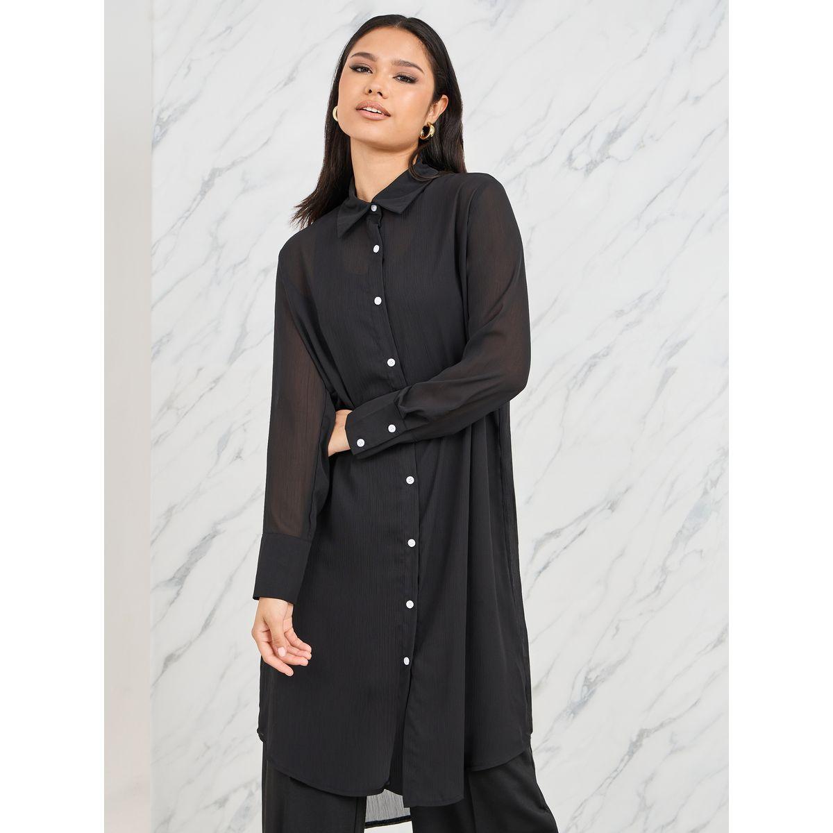 بلوزة تونيك سادة بتفاصيل شبكية-women-clothing-shirtsandblouses-shirts-image-5