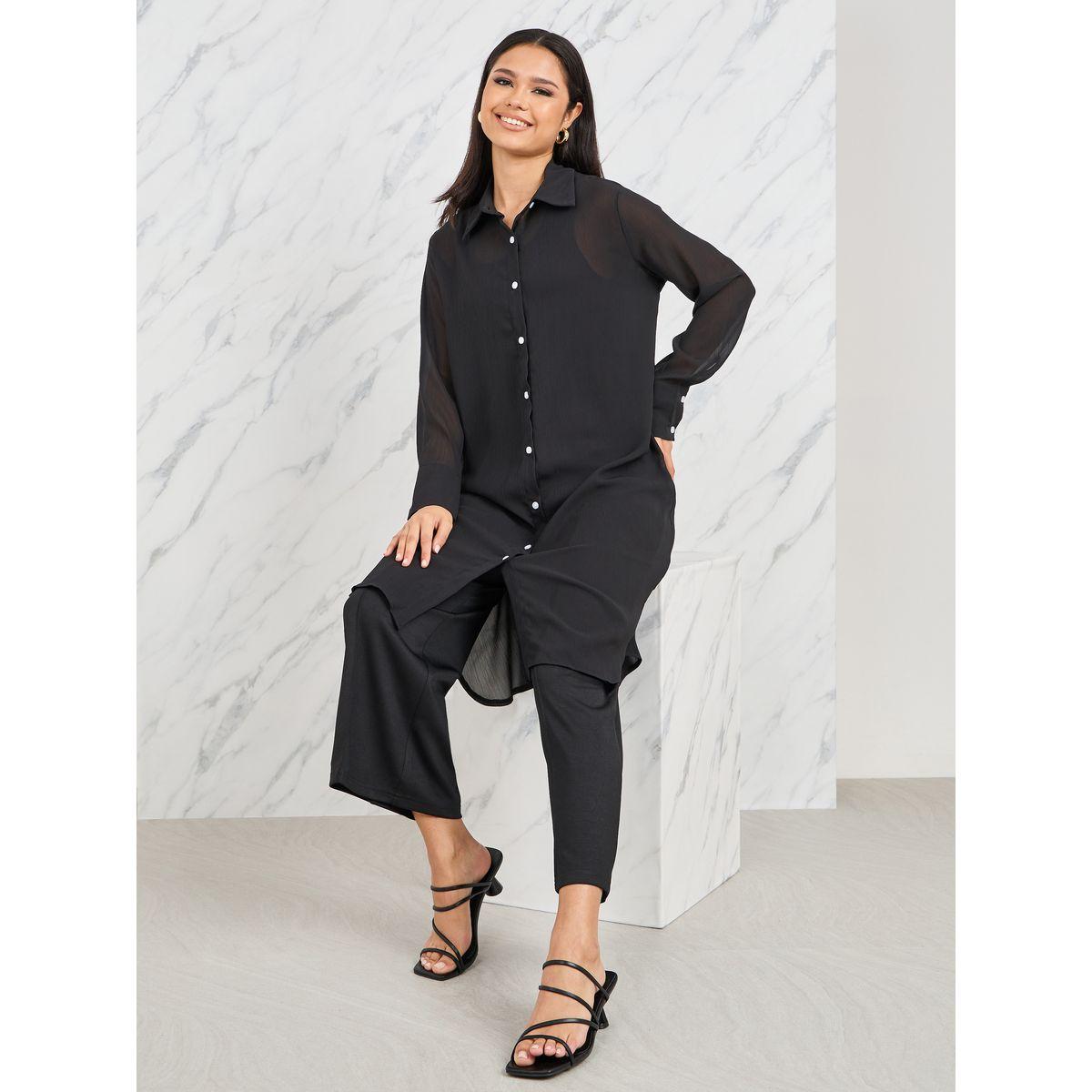 بلوزة تونيك سادة بتفاصيل شبكية-women-clothing-shirtsandblouses-shirts-image-4