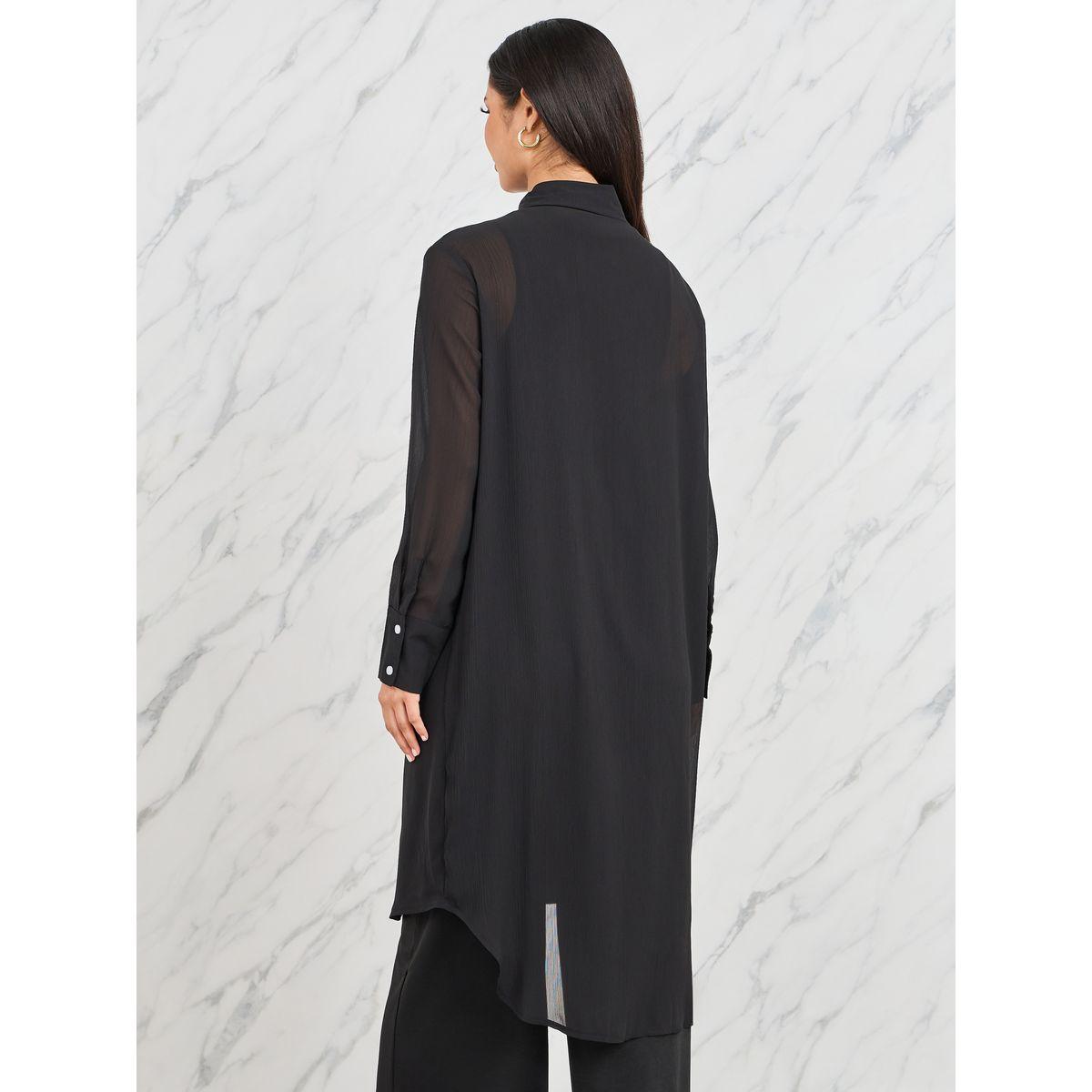بلوزة تونيك سادة بتفاصيل شبكية-women-clothing-shirtsandblouses-shirts-image-1