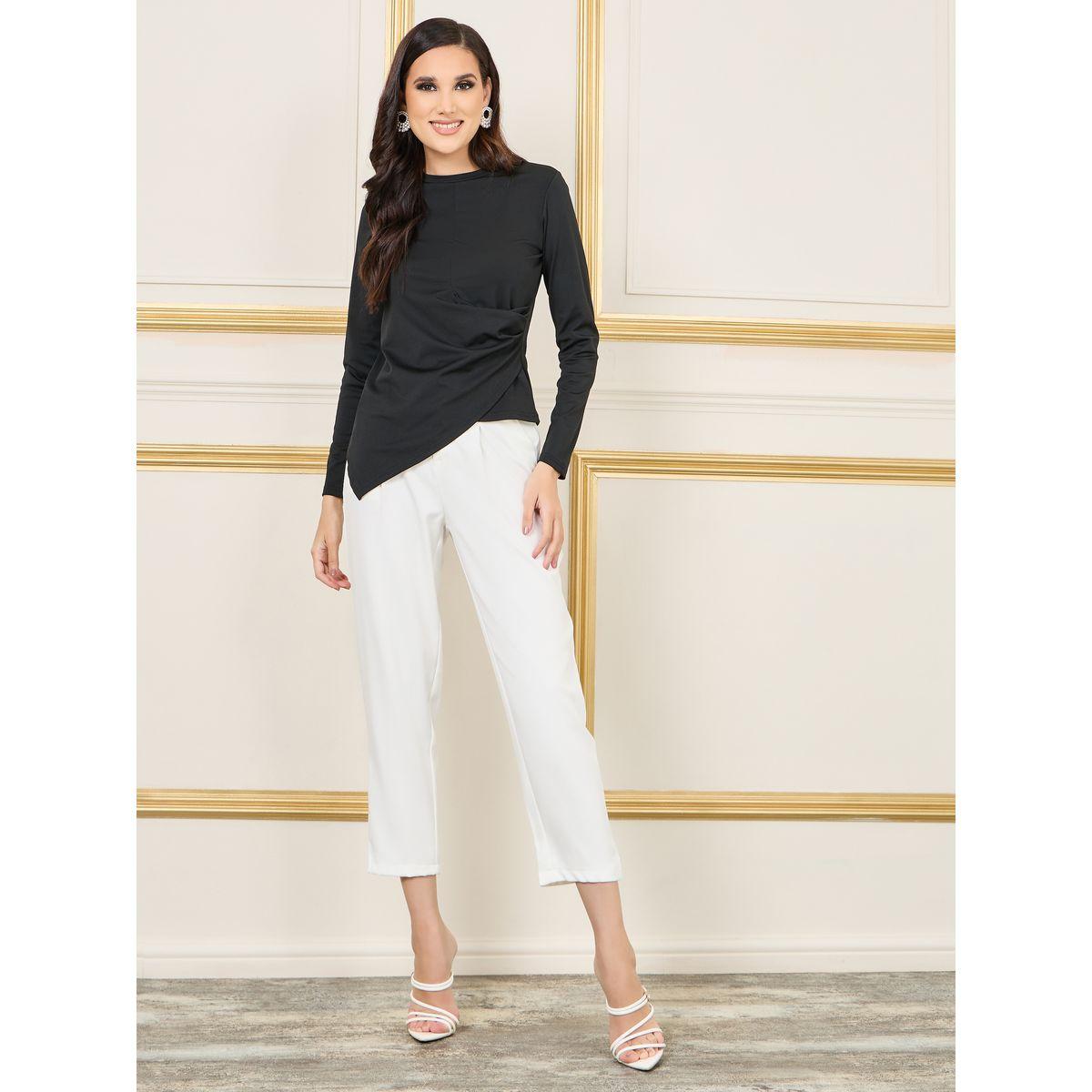 بلوزة محبوكة بحافة غير متماثلة بدانتيل-women-clothing-shirtsandblouses-blouses-image-2