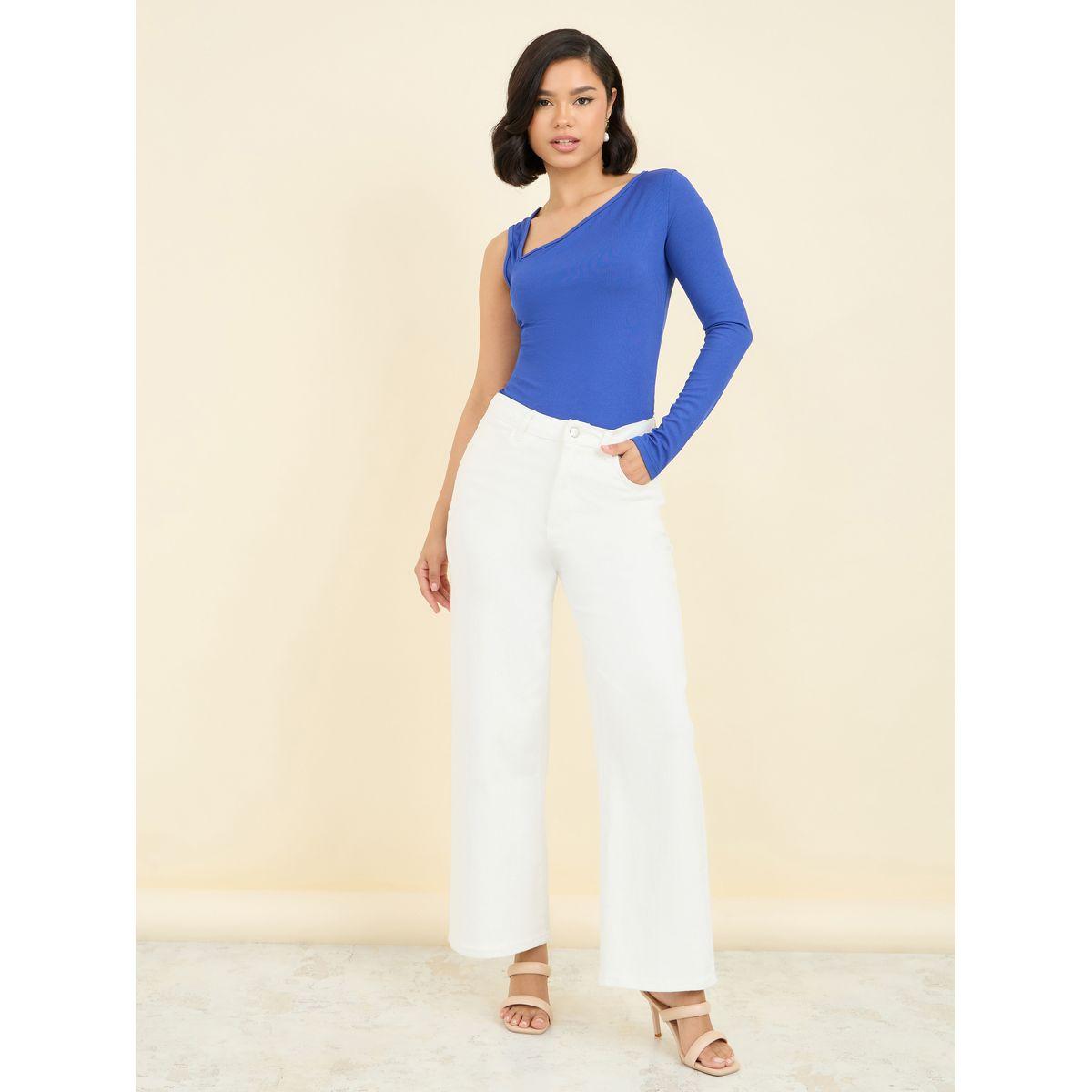 Styli Ribbed One Sleeve Solid Fitted Knit Top-women-clothing-shirtsandblouses-blouses-image-3