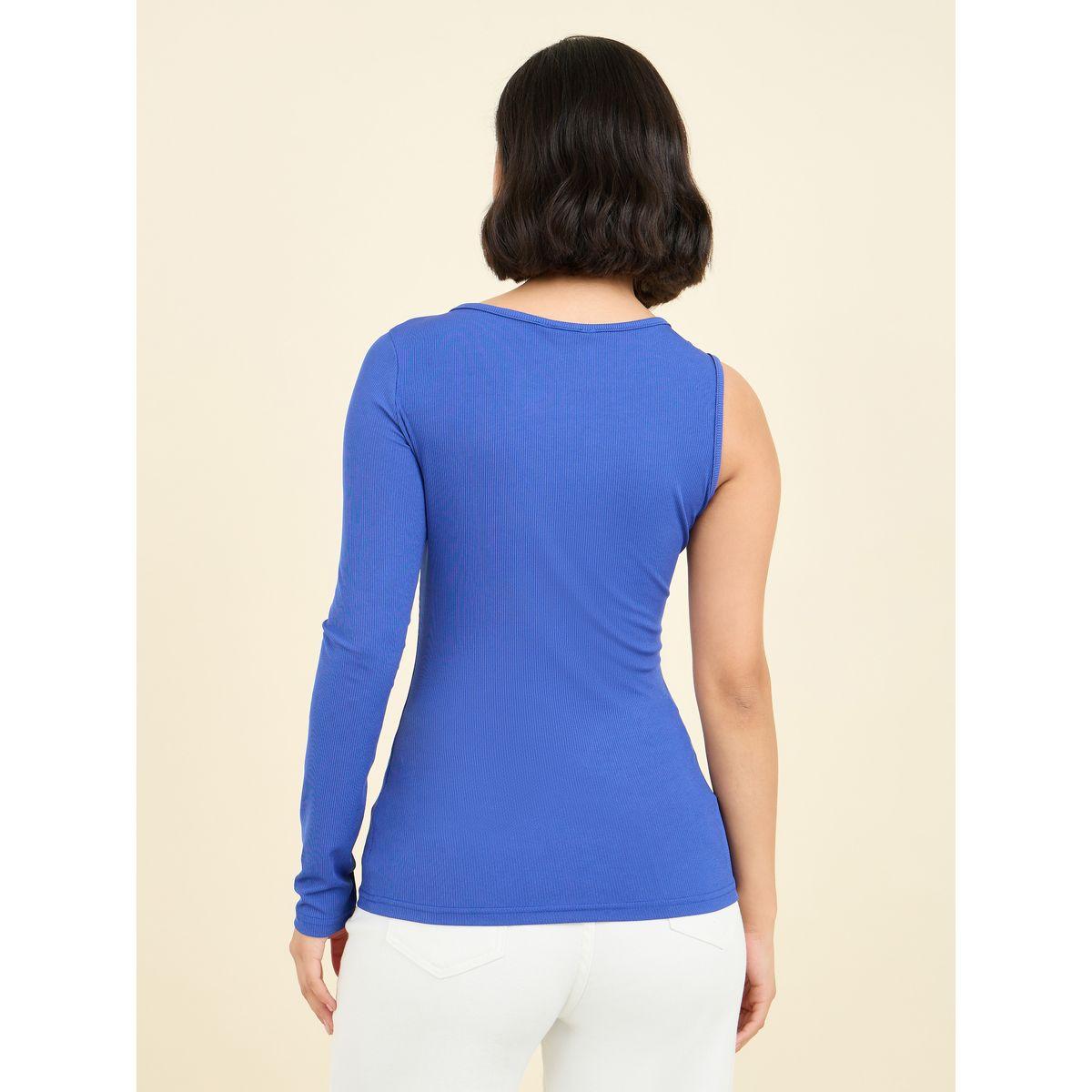 Styli Ribbed One Sleeve Solid Fitted Knit Top-women-clothing-shirtsandblouses-blouses-image-4