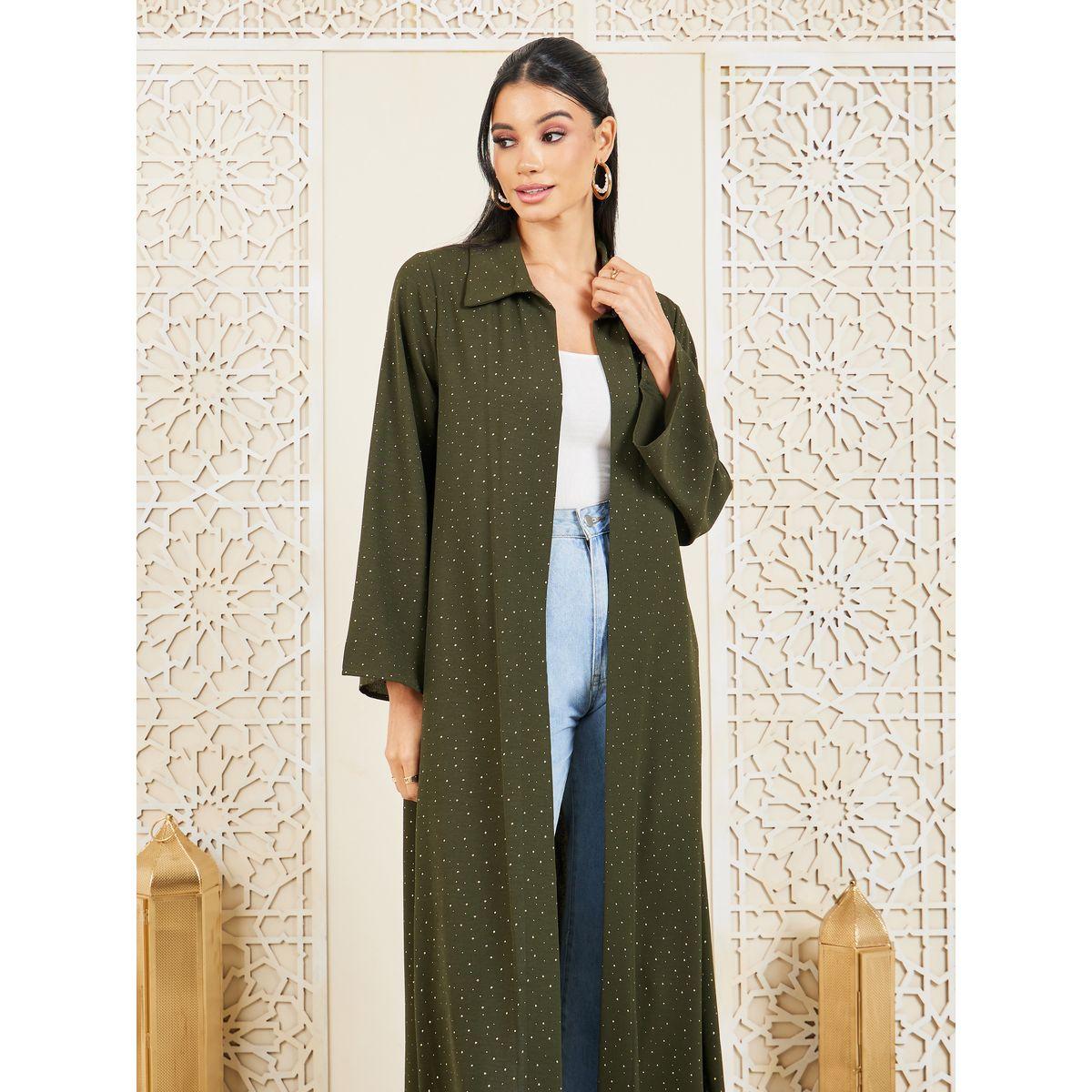 عباية طويلة مفتوحة مع الامام مع طبعة نقاط-women-arabicclothing-abayas-image-2