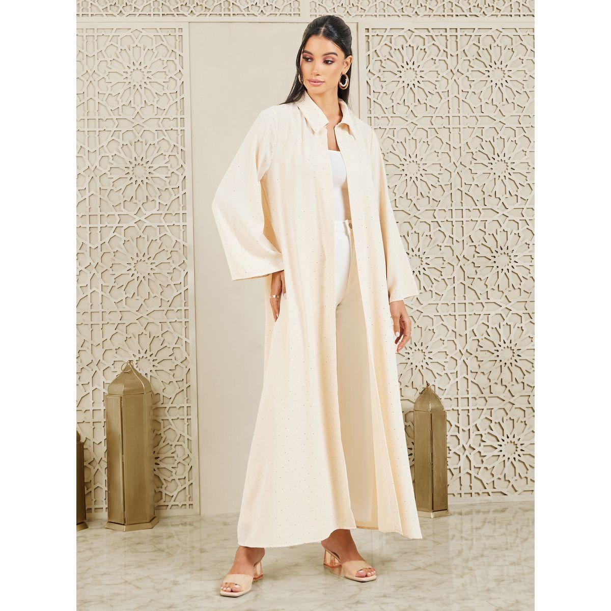 Styli Spot Print Collared Abaya-women-arabicclothing-abayas-image-1