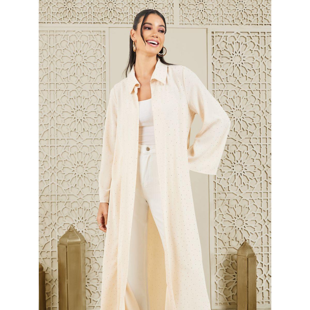 Styli Spot Print Collared Abaya-women-arabicclothing-abayas-image-2