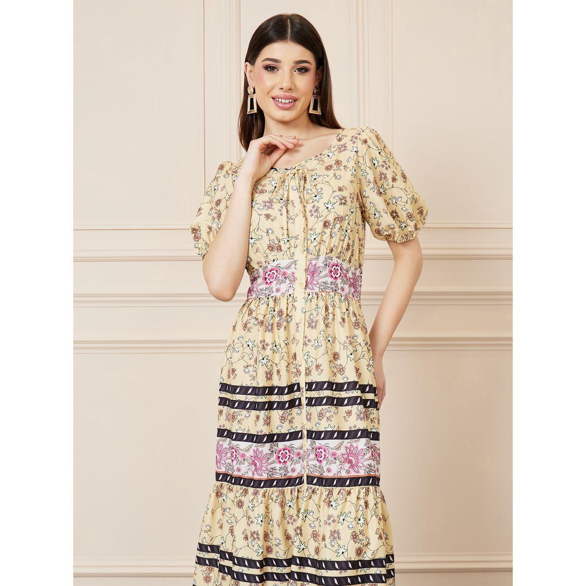 Styli Floral Print Tie Up Neck Tiered Shirt Midi Dress-women-clothing-dresses-image-2