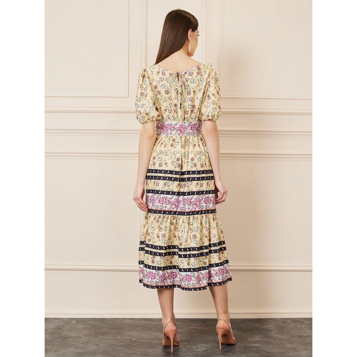 فستان ميدي مطبع بزهور وكسرات-women-clothing-dresses-image-4