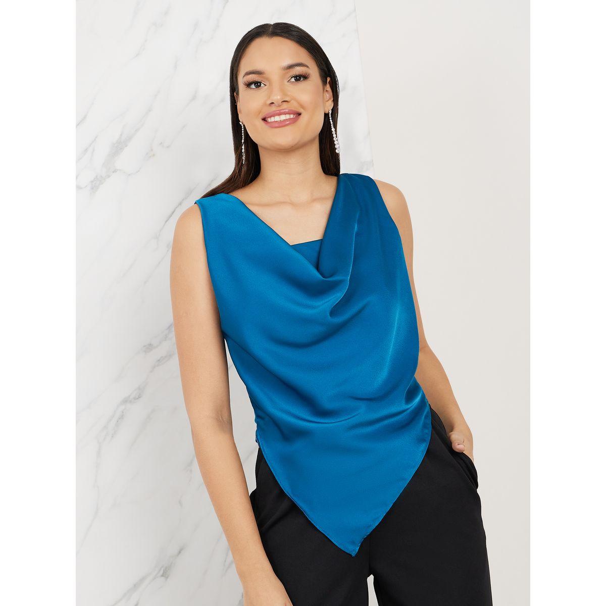 Styli Satin Cowl Neck Sleeveless Asymmetric Hem Top-women-clothing-shirtsandblouses-blouses-image-1