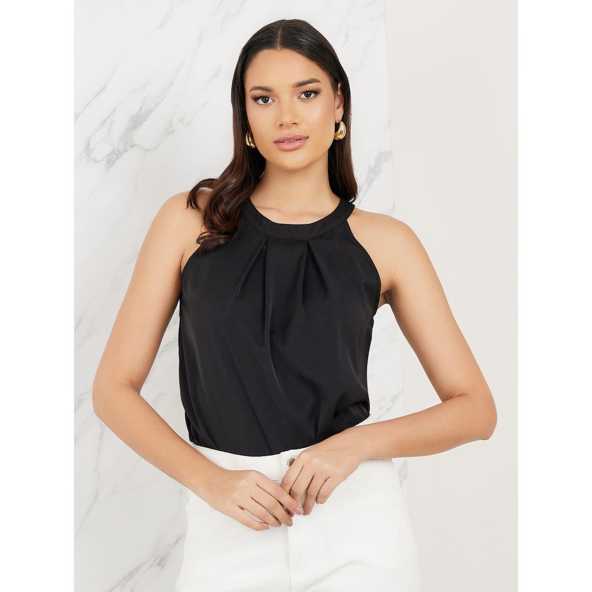 Styli Pleated Halter Neck Top-women-clothing-shirtsandblouses-blouses-image-1