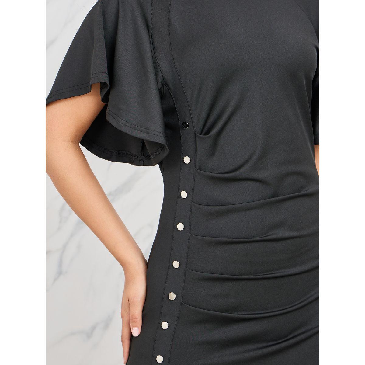 Styli Pleated Button Detail A-Line Maxi Dress-women-clothing-dresses-image-3