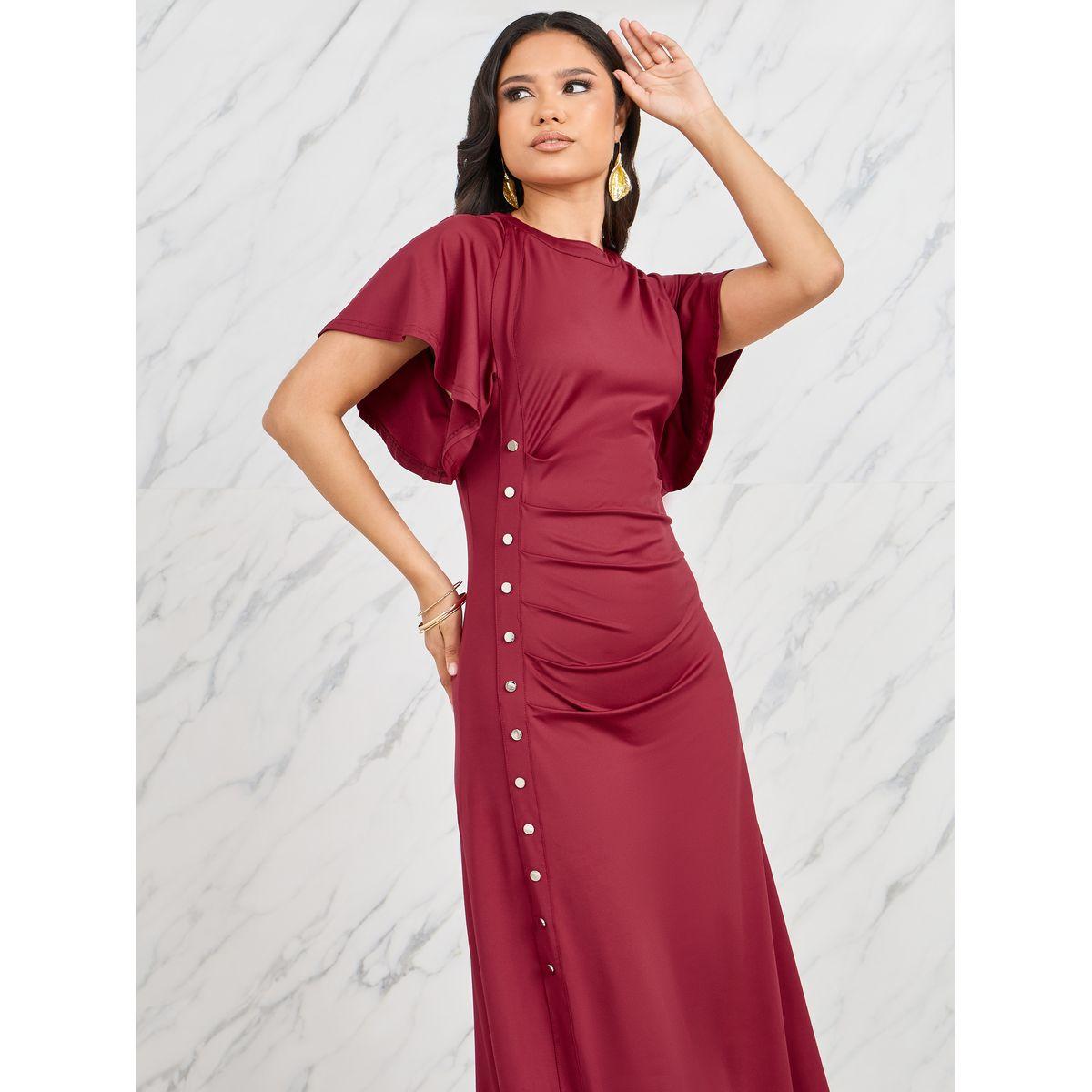 فستان طويل بكسرات مع ازرار-women-clothing-dresses-image-2