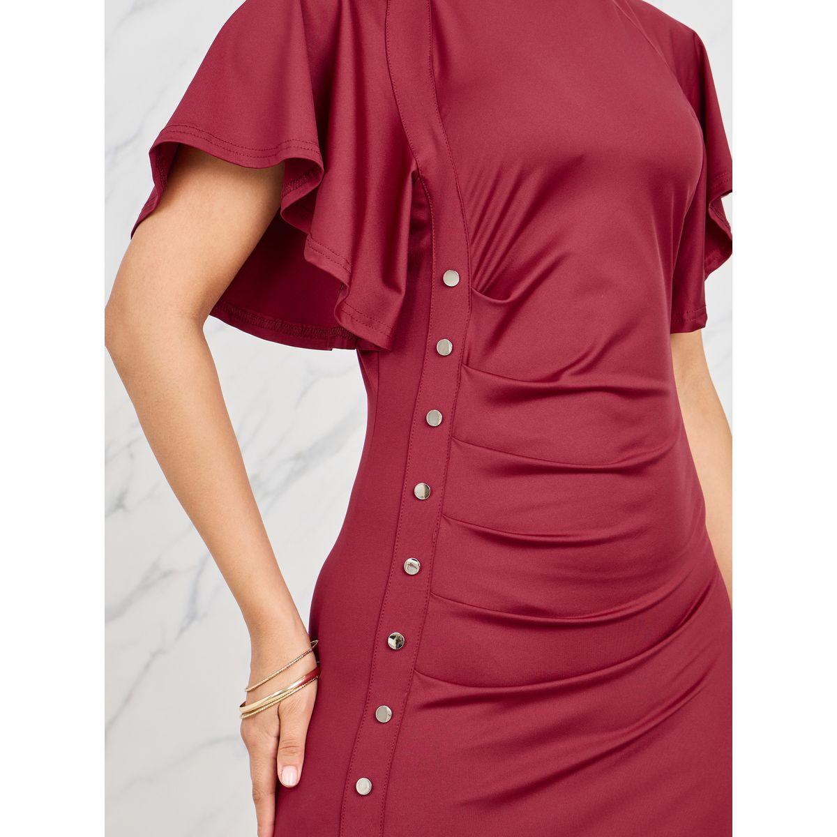 Styli Pleated Button Detail A-Line Maxi Dress-women-clothing-dresses-image-3