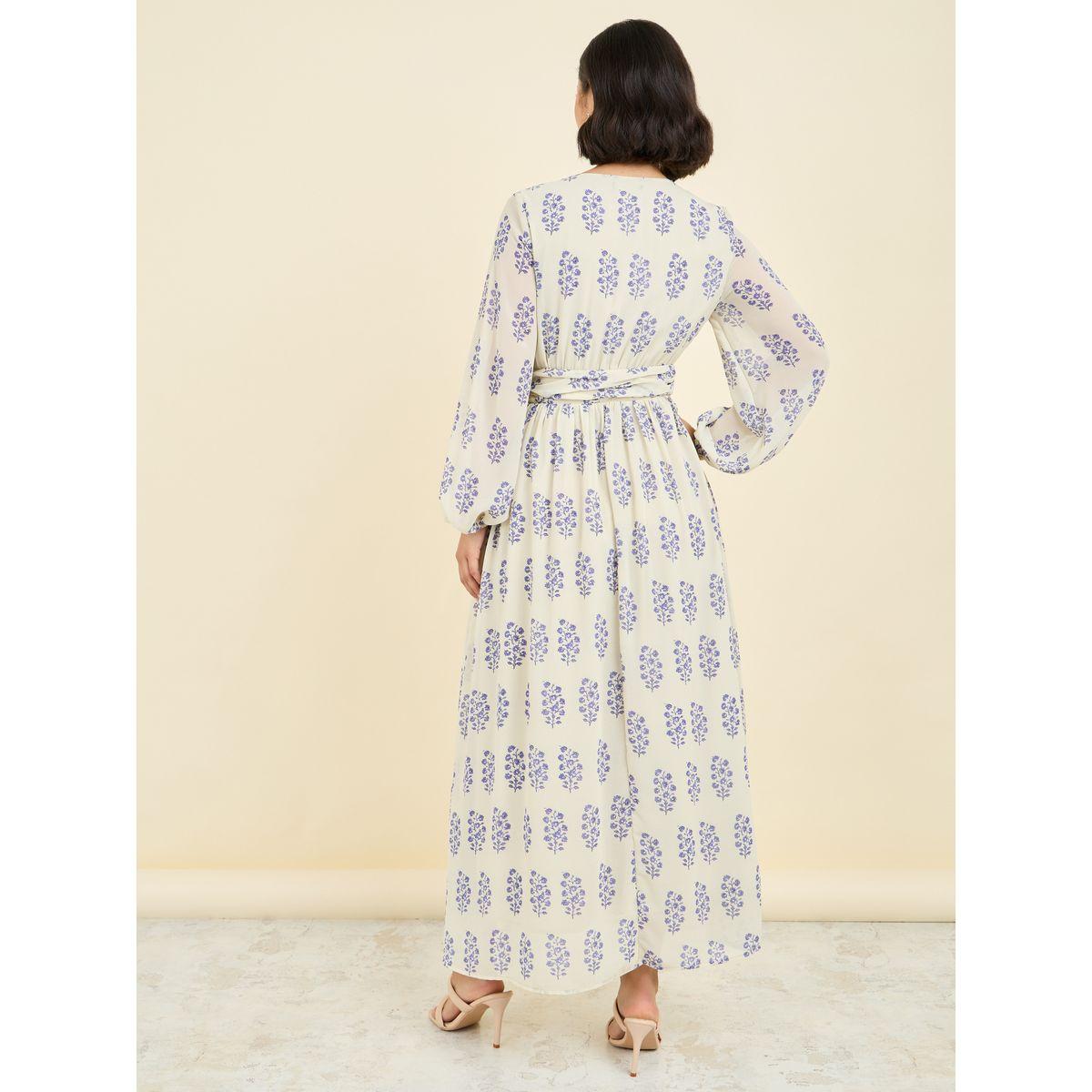 فستان طويل مطبع بزهور مع ياقة بأربطة-women-clothing-dresses-image-4