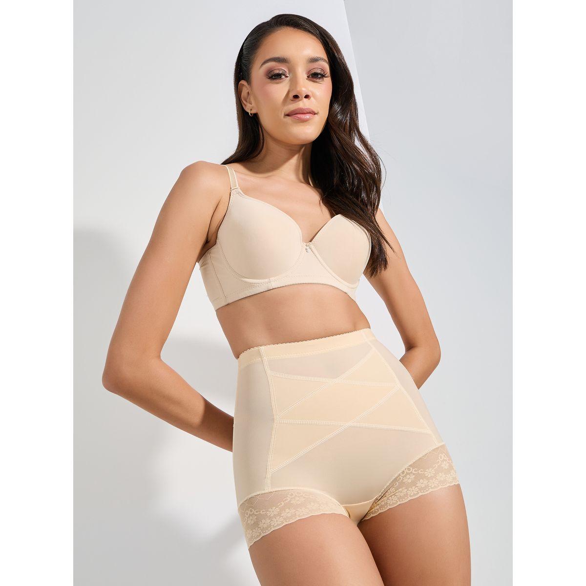 Styli High Rise Lace Trim Tummy Control Shaping Brief-women-clothing-lingerie-shapewear-image-1