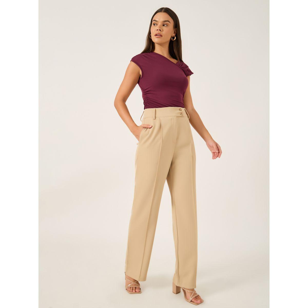 Styli Solid Asymmetric Neck Side Ruched Detail Bodysuit-women-clothing-shirtsandblouses-blouses-image-2