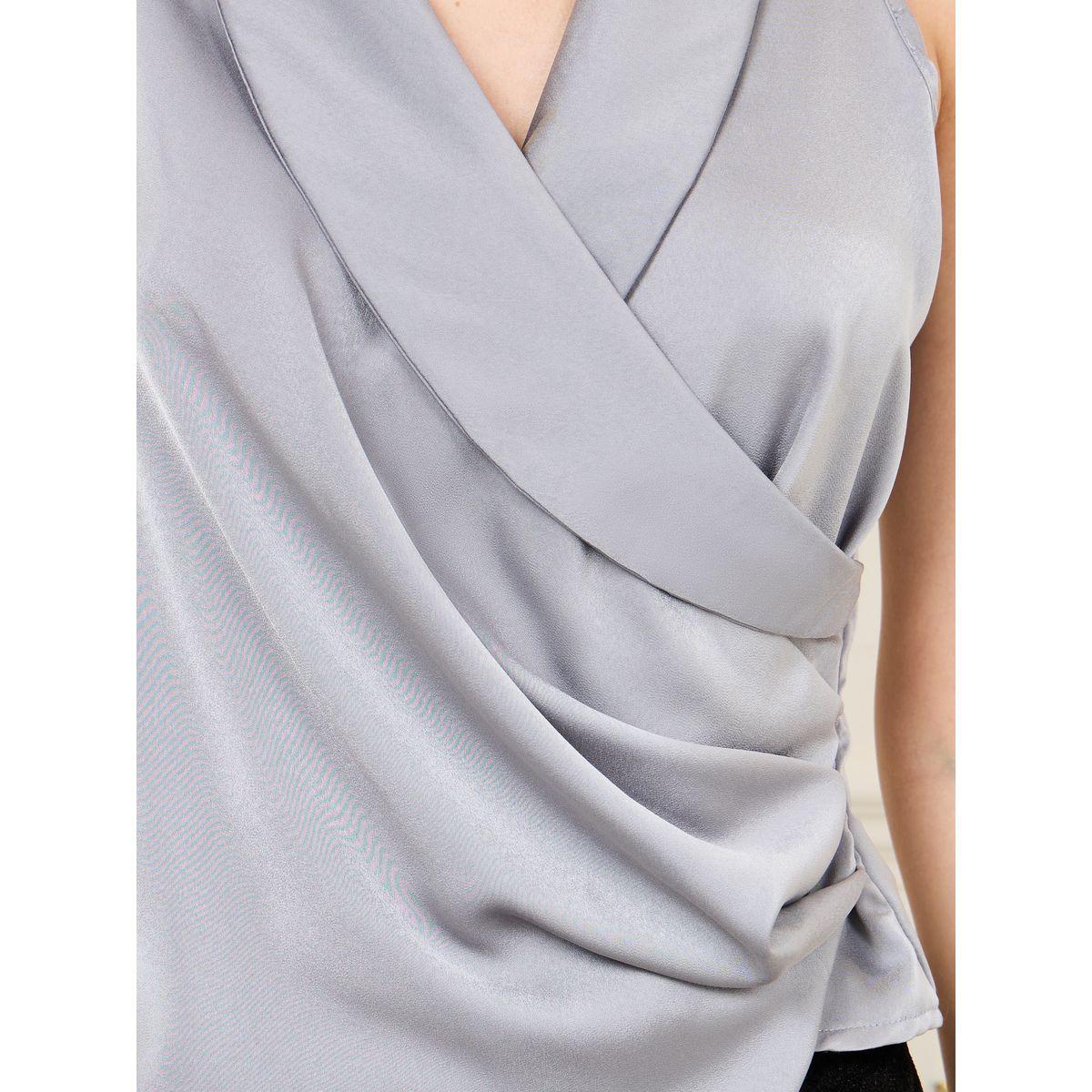 Styli Pleated Detail Asymmetric Hem Top-women-clothing-shirtsandblouses-blouses-image-3
