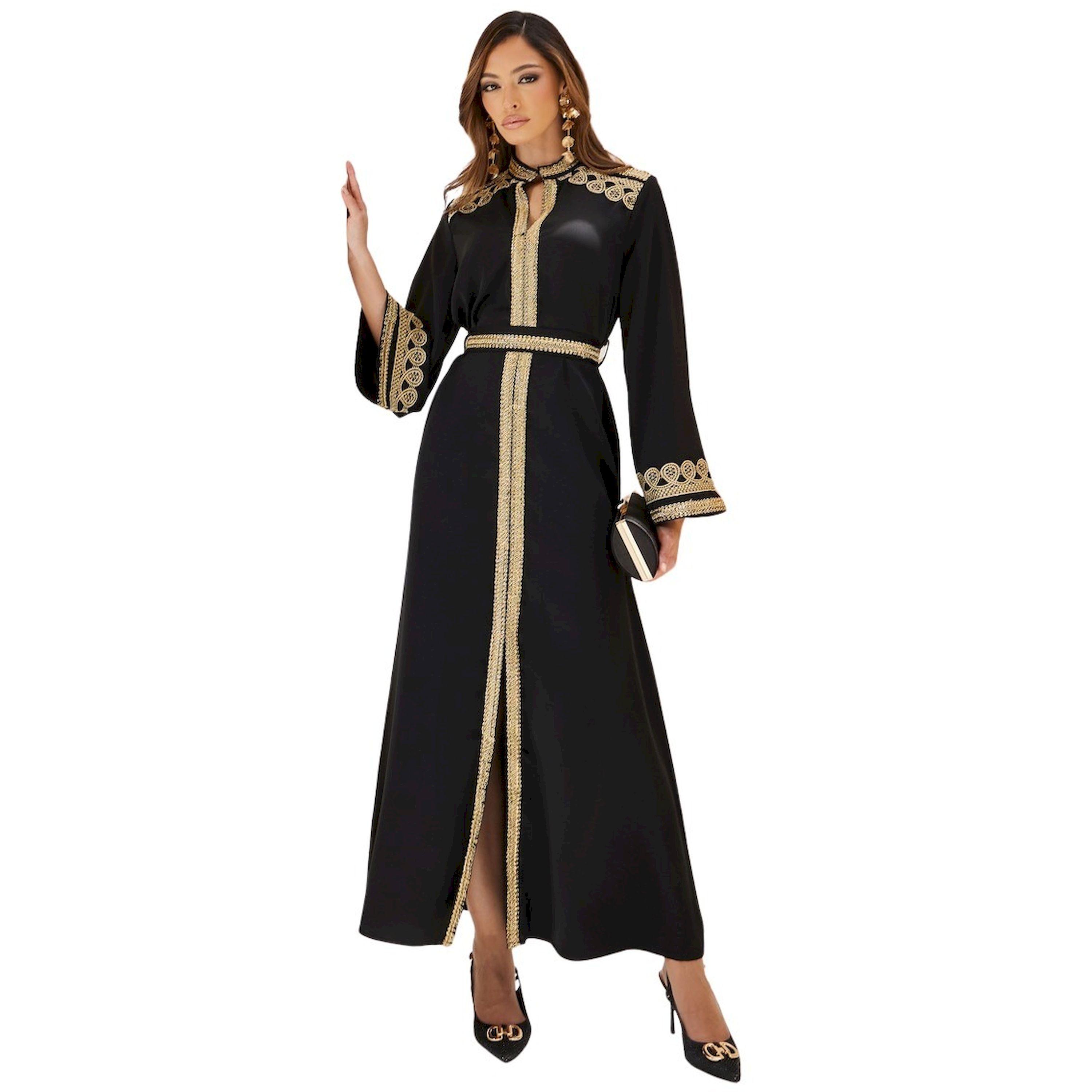 أميرة x ستايلي جلابية مُطرّزة بتفاصيل دانتيل وياقة بشق-women-arabicclothing-kaftan-image-2