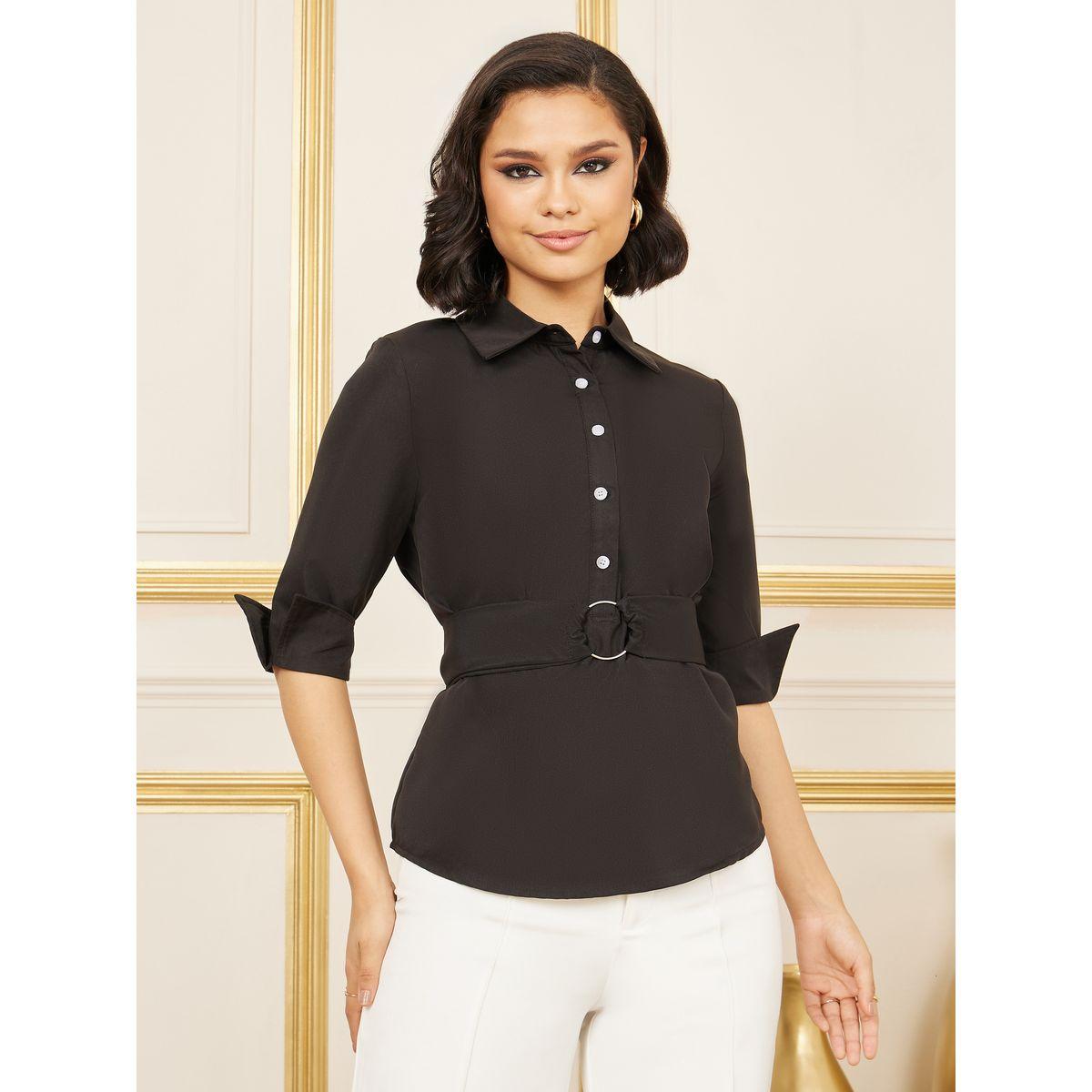 بلوزة بازرار غلق مع رباط مزين بحلقة-women-clothing-shirtsandblouses-shirts-image-1