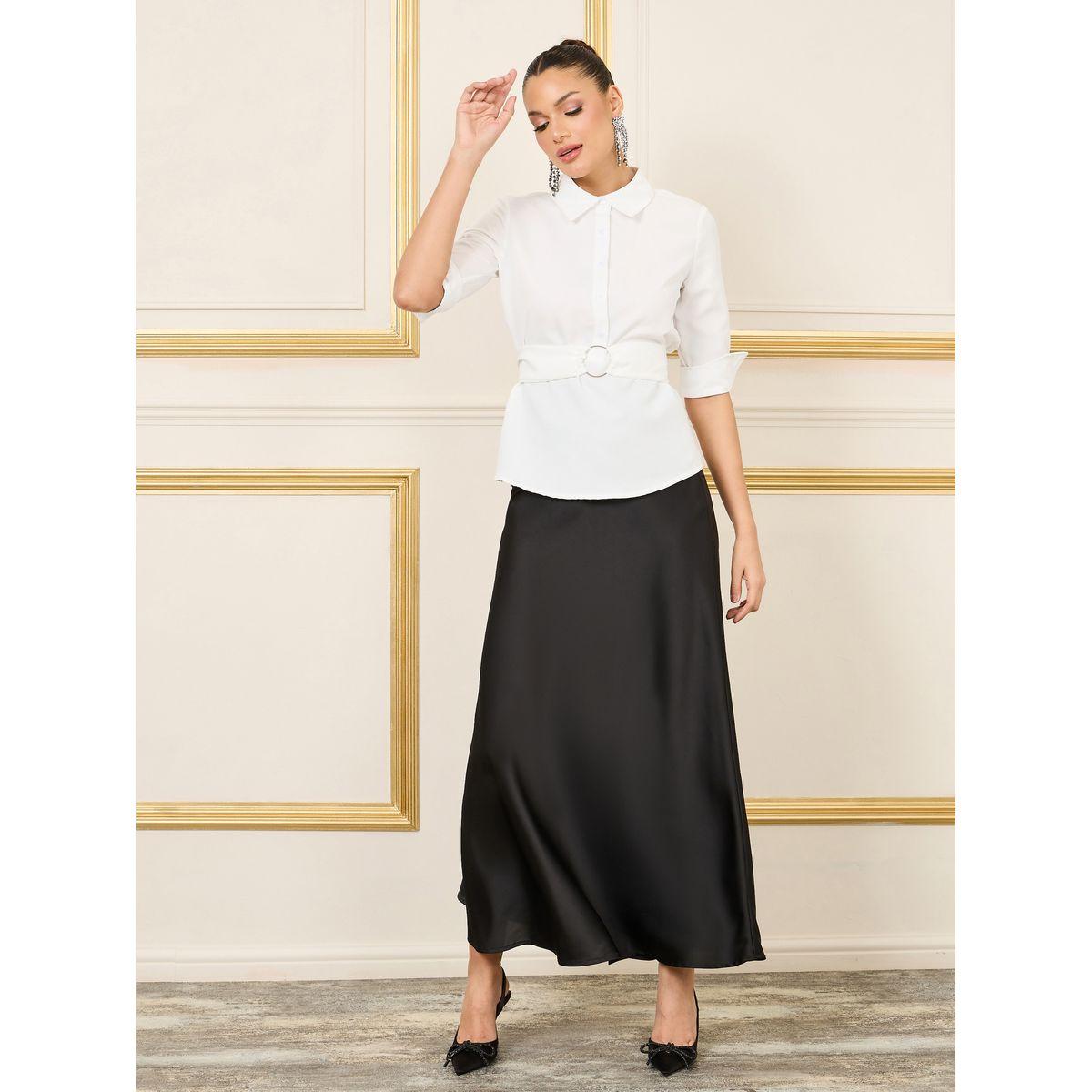 بلوزة بقصة عادية مع رباط خصر وحلقة-women-clothing-shirtsandblouses-shirts-image-2