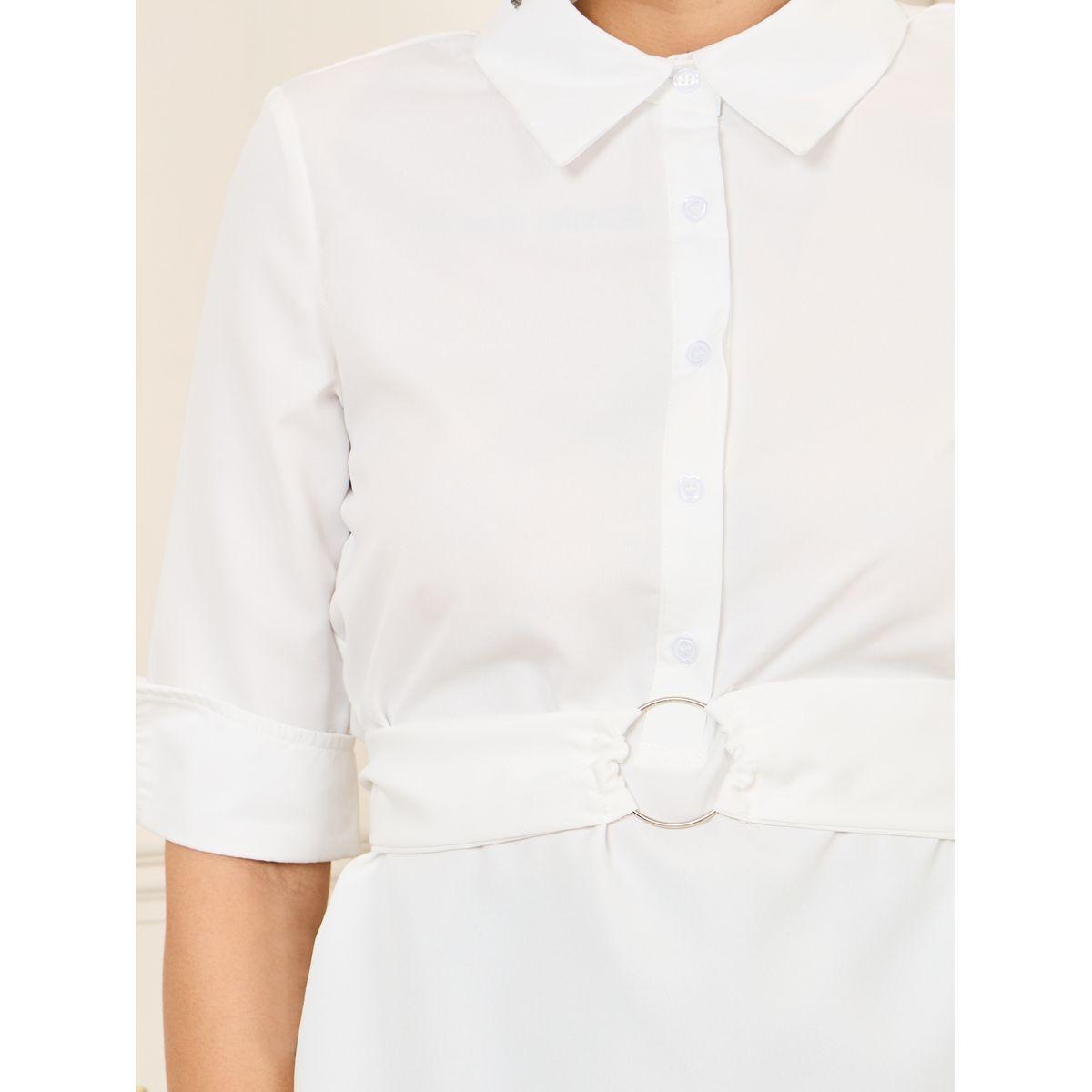 بلوزة بقصة عادية مع رباط خصر وحلقة-women-clothing-shirtsandblouses-shirts-image-3