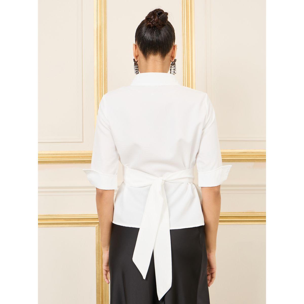 بلوزة بقصة عادية مع رباط خصر وحلقة-women-clothing-shirtsandblouses-shirts-image-4