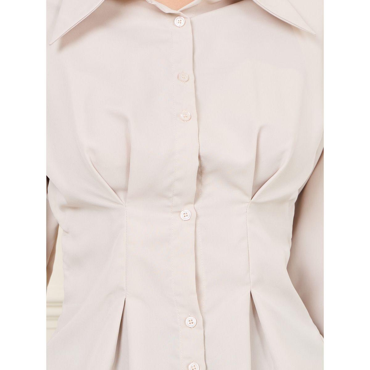 Styli Plicated Detail Pointed Collar Regular Fit Shirt-women-clothing-shirtsandblouses-shirts-image-3
