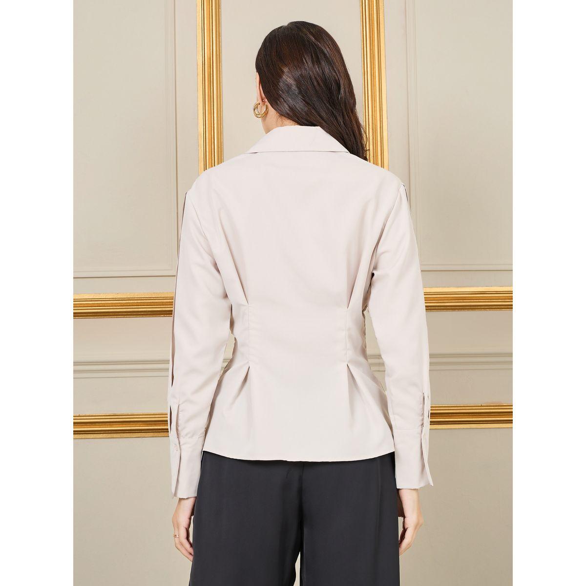 بلوزة بياقة مدببة وقصة عادية-women-clothing-shirtsandblouses-shirts-image-4