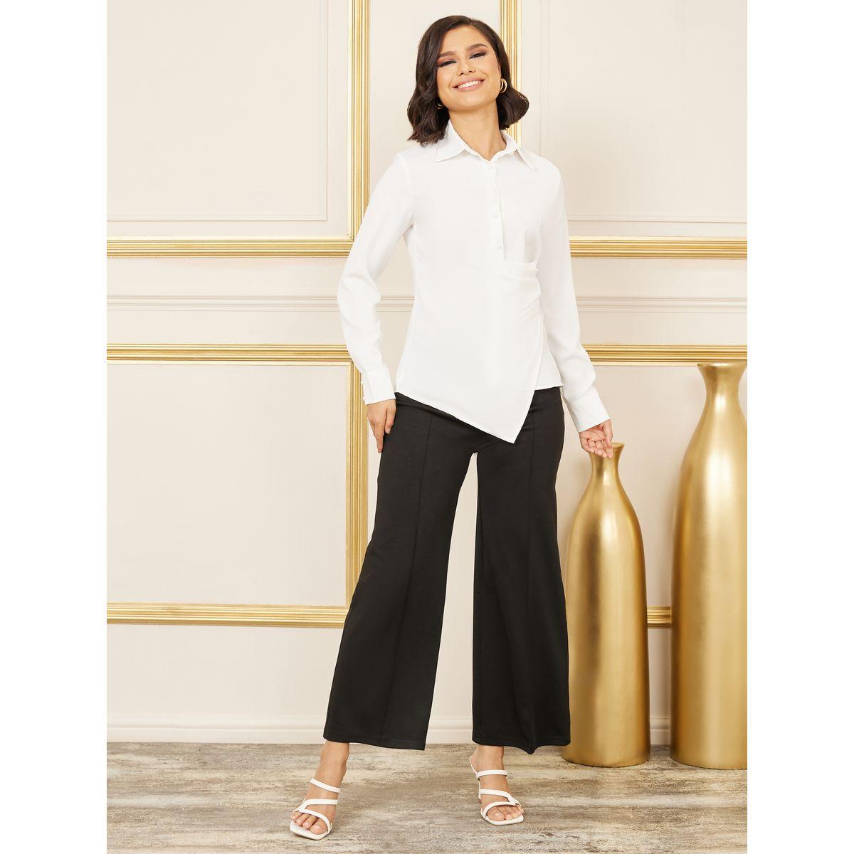 بلوزة بياقة وكسرات مع ازرار-women-clothing-shirtsandblouses-blouses-image-2