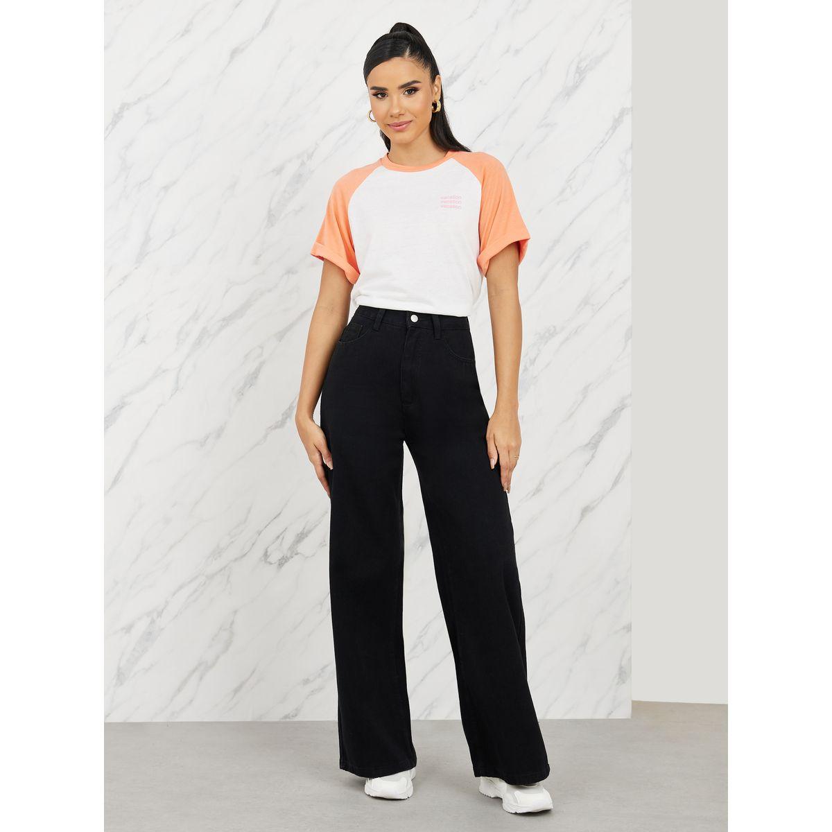 جينز سادة بارجل واسعة وخصر مرتفع-women-clothing-bottoms-jeans-image-2