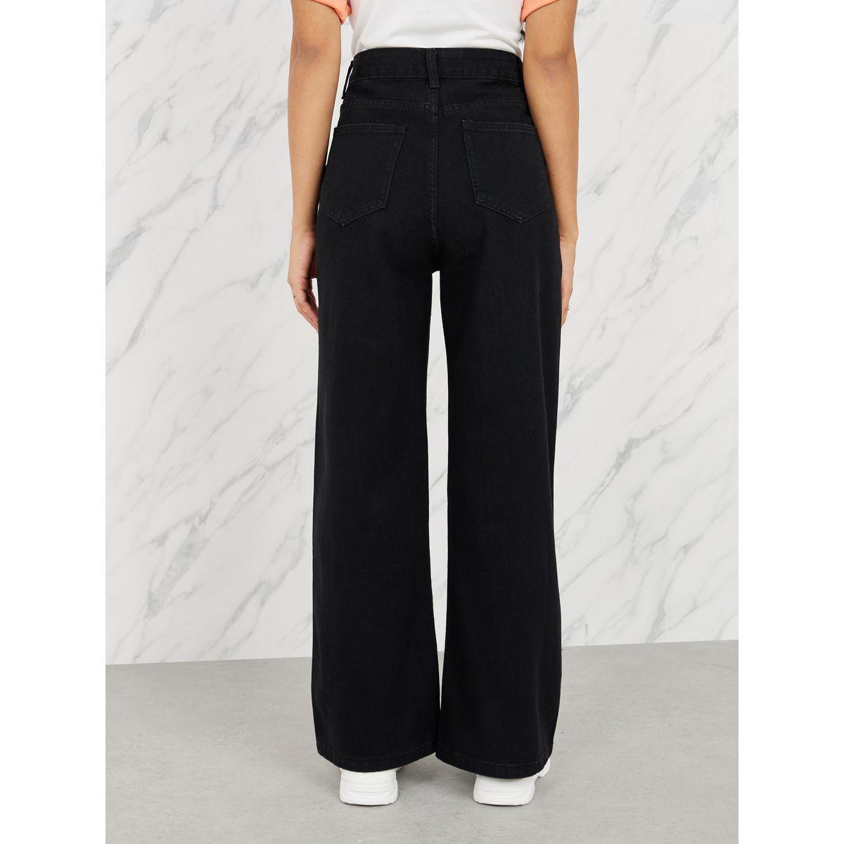 جينز سادة بارجل واسعة وخصر مرتفع-women-clothing-bottoms-jeans-image-4