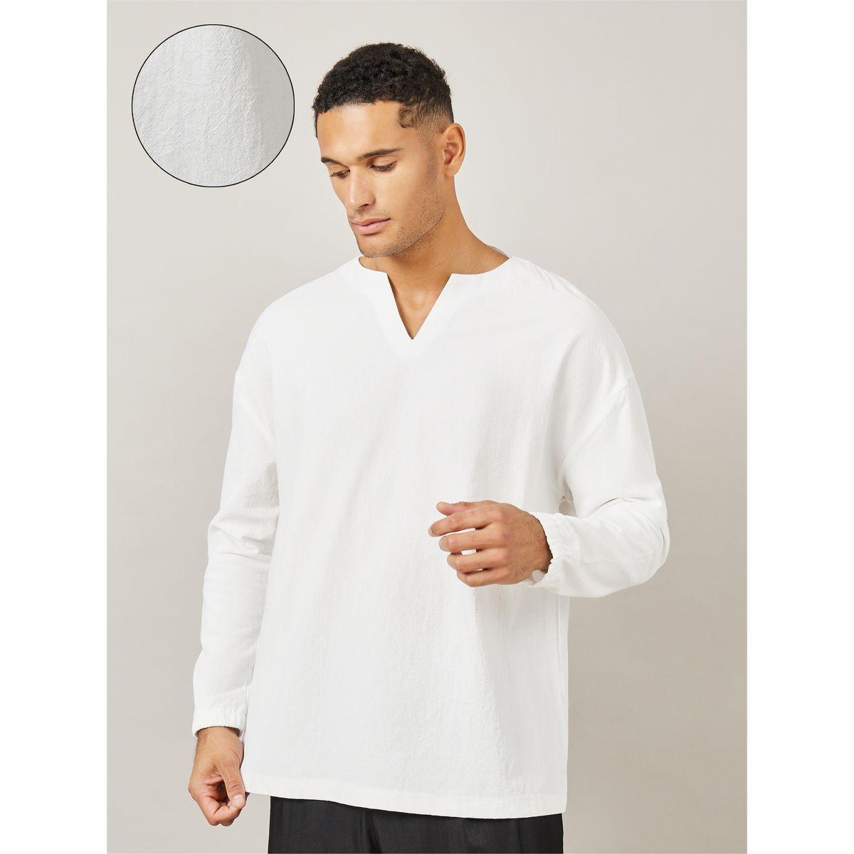 Styli Textured Woven Notch Neck Shirt-men-clothing-shirts-image-1