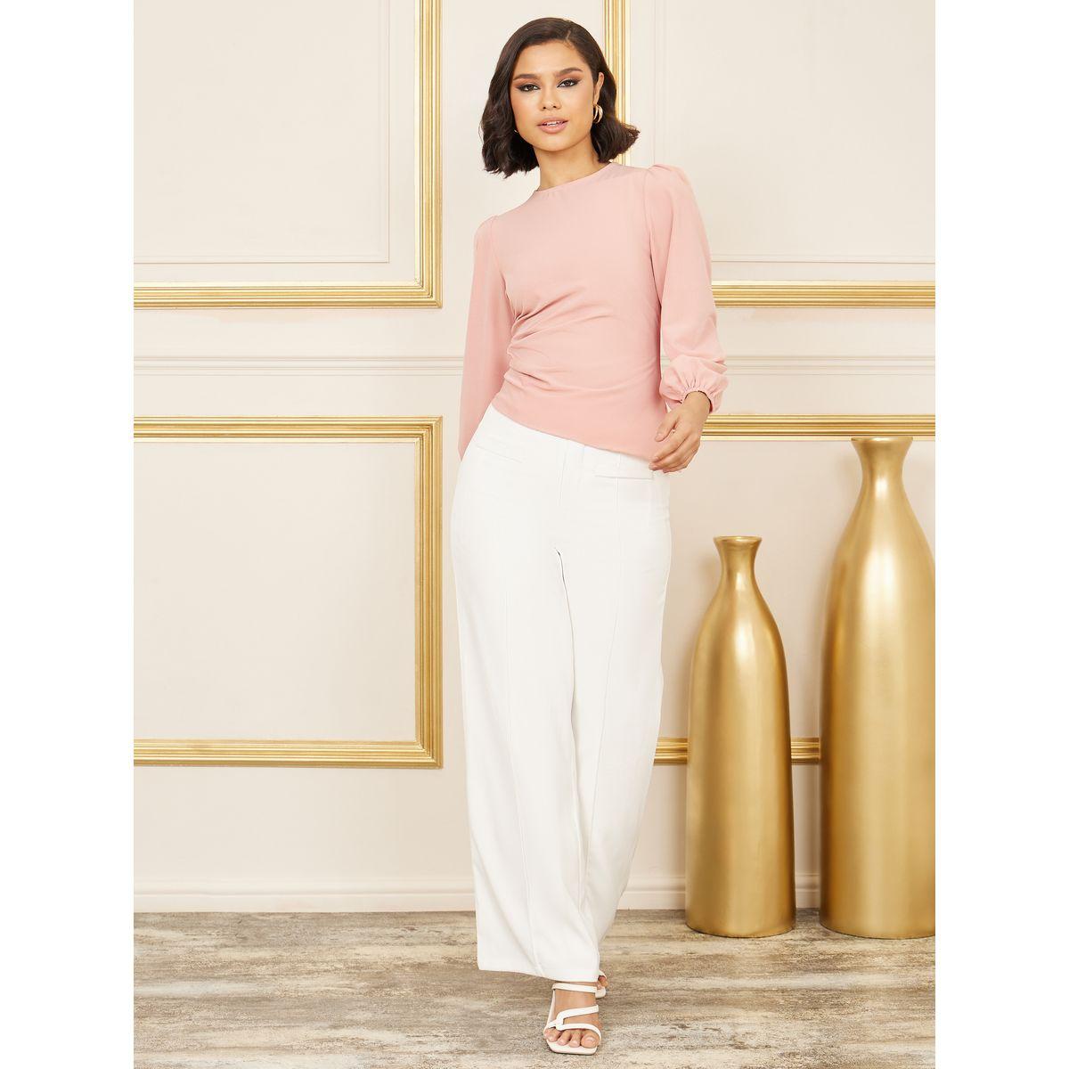 Styli Side Pleated Round Neck Blouse-women-clothing-shirtsandblouses-blouses-image-2