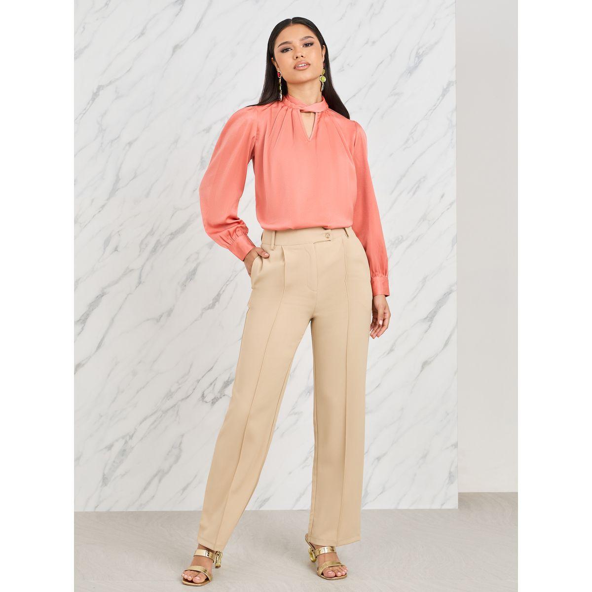 Styli Satin Twisted Keyhole Neck Blouse-women-clothing-shirtsandblouses-blouses-image-3