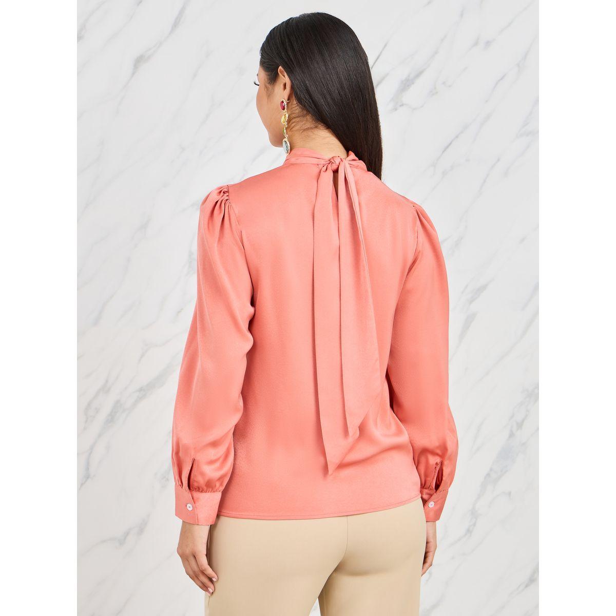 Styli Satin Twisted Keyhole Neck Blouse-women-clothing-shirtsandblouses-blouses-image-5