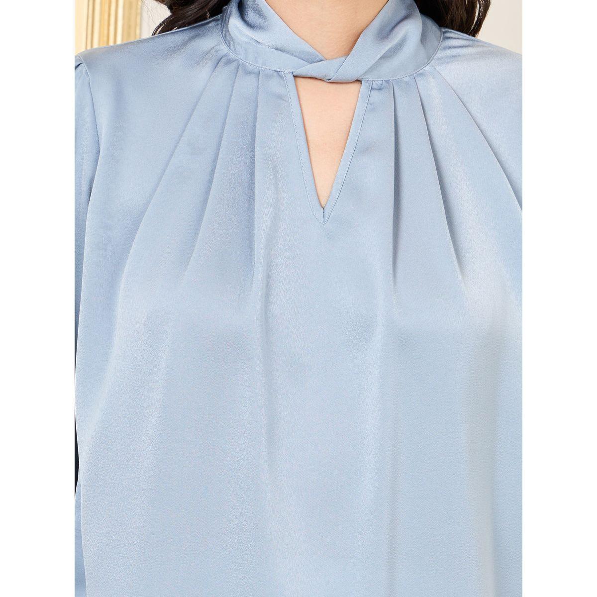 Styli Satin Twisted Keyhole Neck Blouse-women-clothing-shirtsandblouses-blouses-image-4