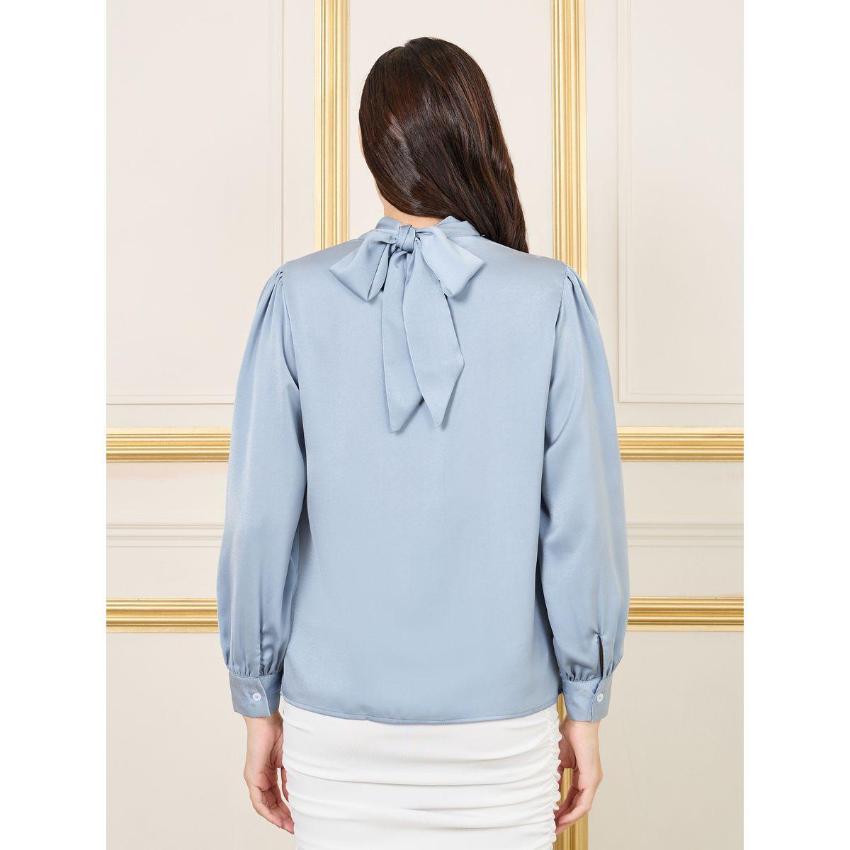 Styli Satin Twisted Keyhole Neck Blouse-women-clothing-shirtsandblouses-blouses-image-5