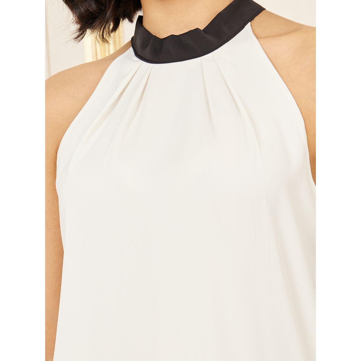 Styli Contrast Halter Neck Solid  Blouse-women-clothing-shirtsandblouses-blouses-image-4