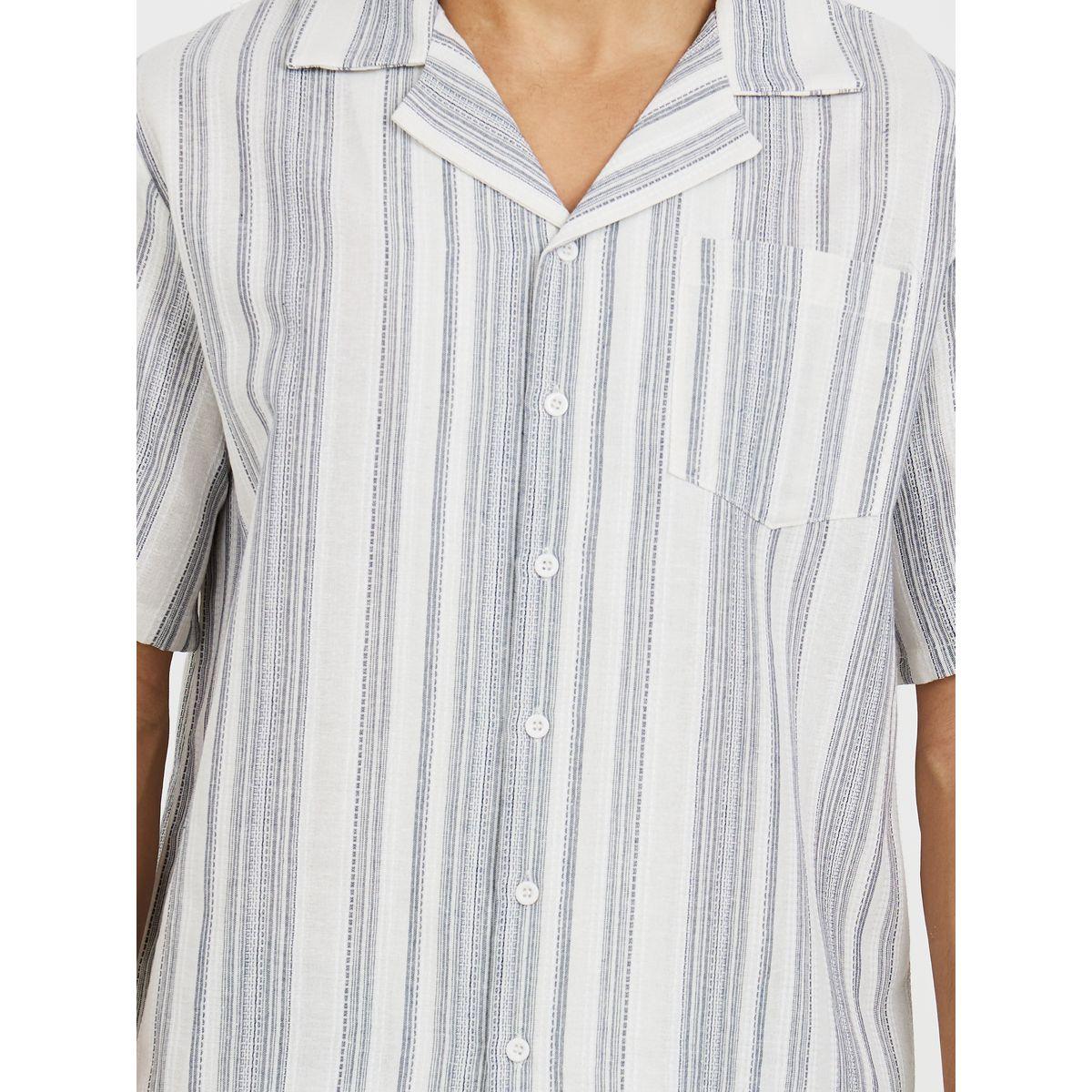 Styli Unwind Striped Revere Collar Shirt and Short Set-men-clothing-nightwear-sets-image-3