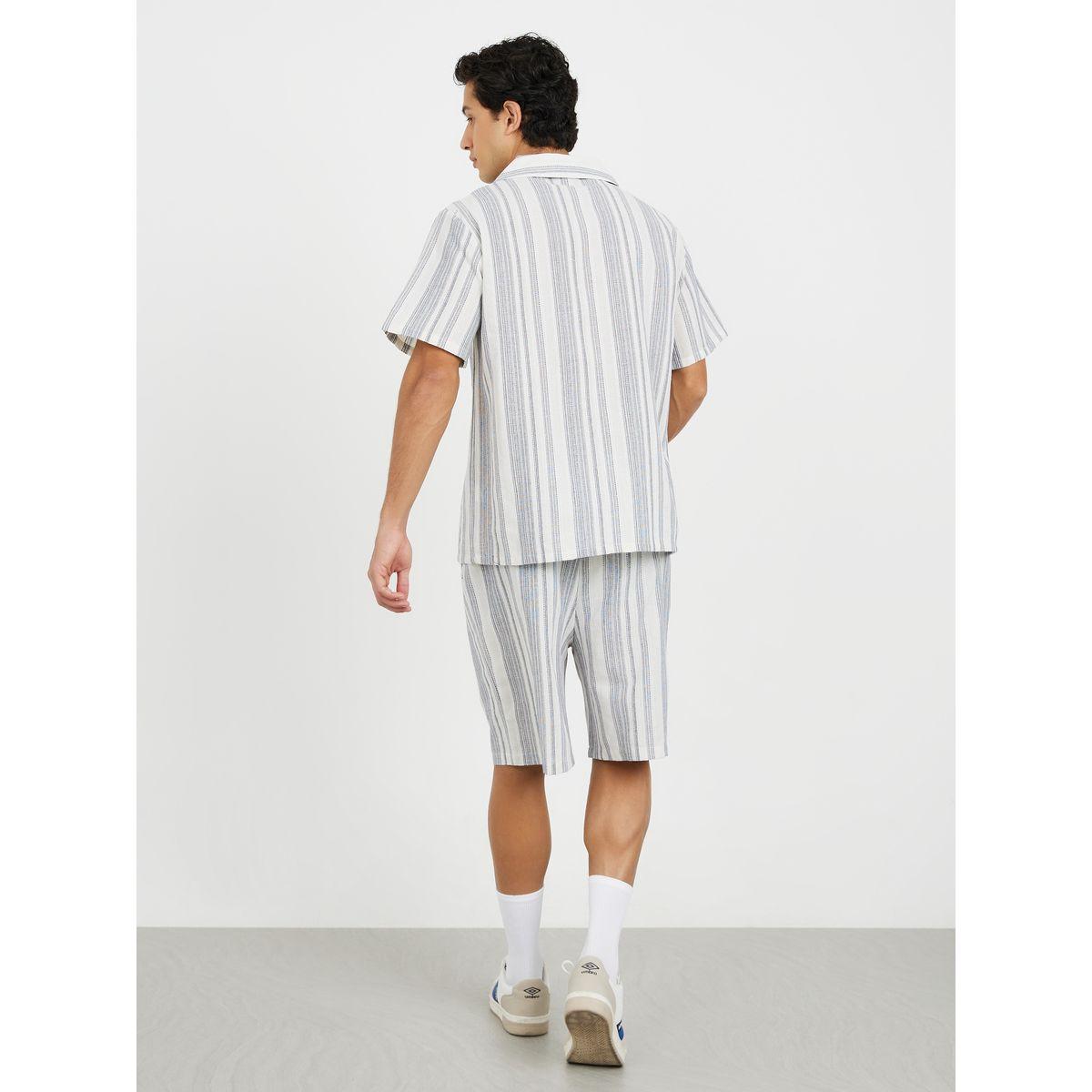 Styli Unwind Striped Revere Collar Shirt and Short Set-men-clothing-nightwear-sets-image-5