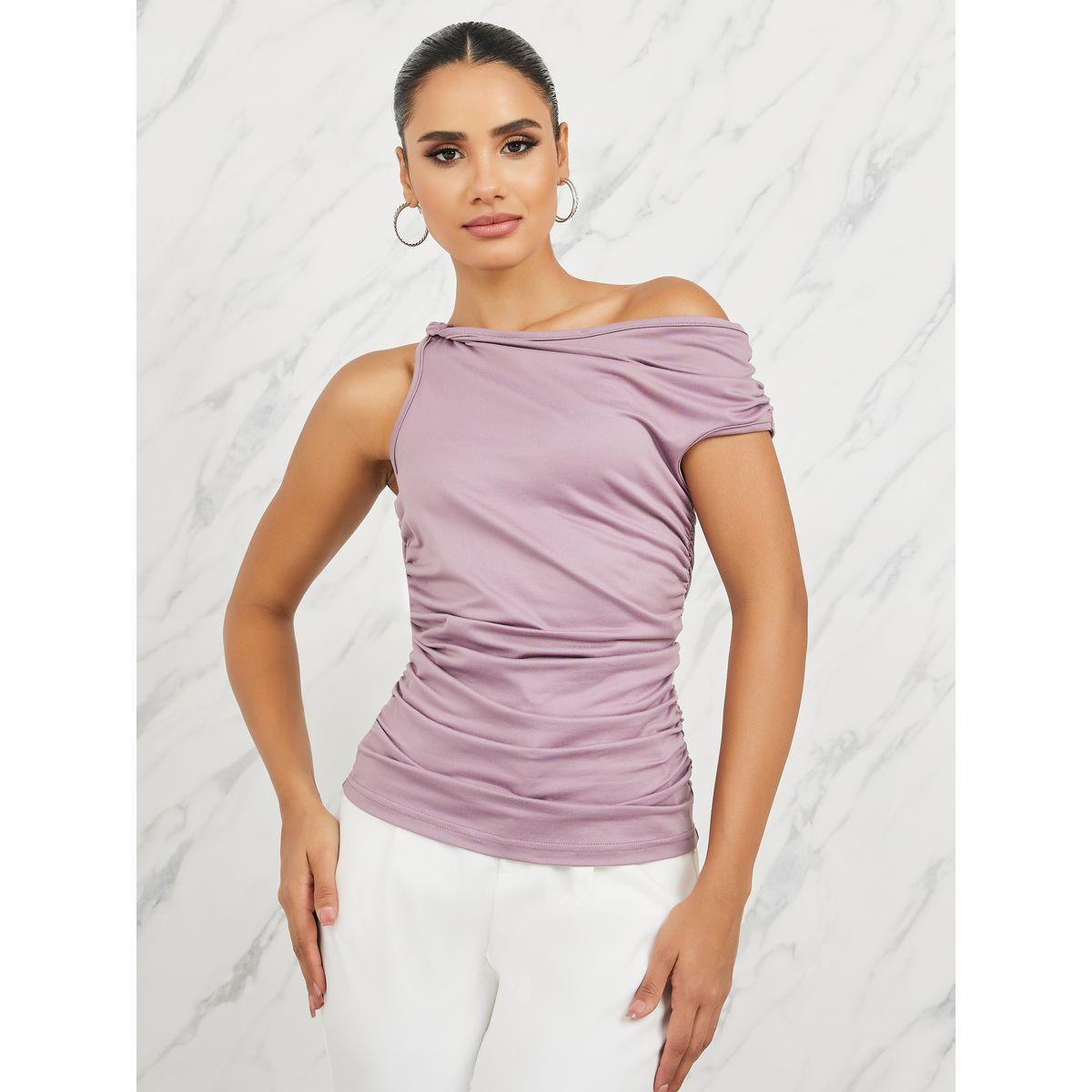 بلوزة محبوكة بتفاصيل مزمومة-women-clothing-shirtsandblouses-blouses-image-1