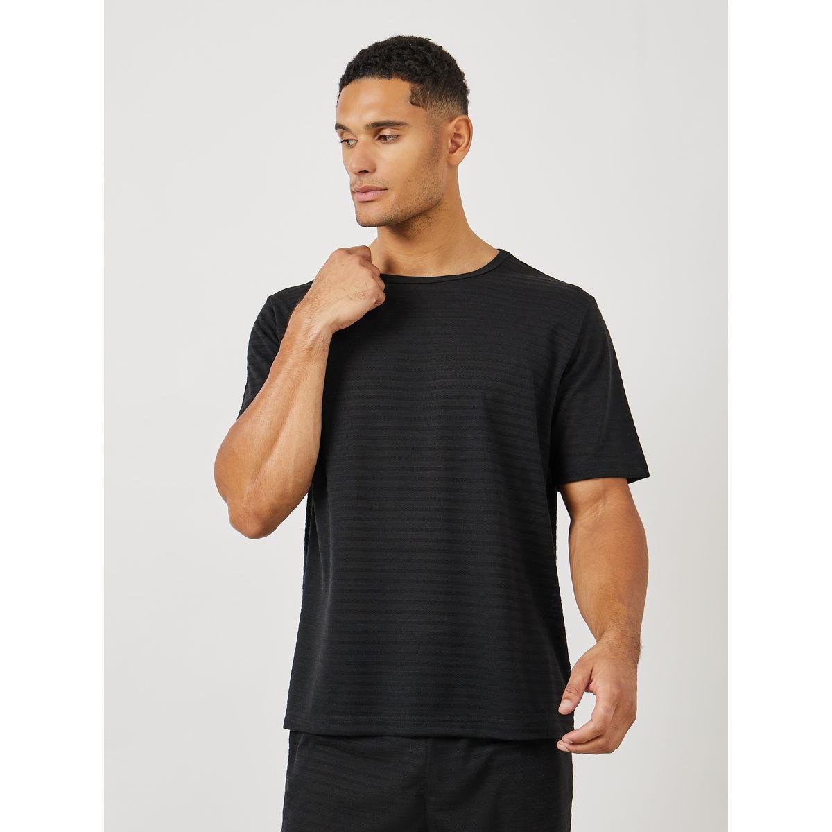 Styli Unwind Textured Round Neck T-Shirt & Shorts Set-men-clothing-nightwear-sets-image-2